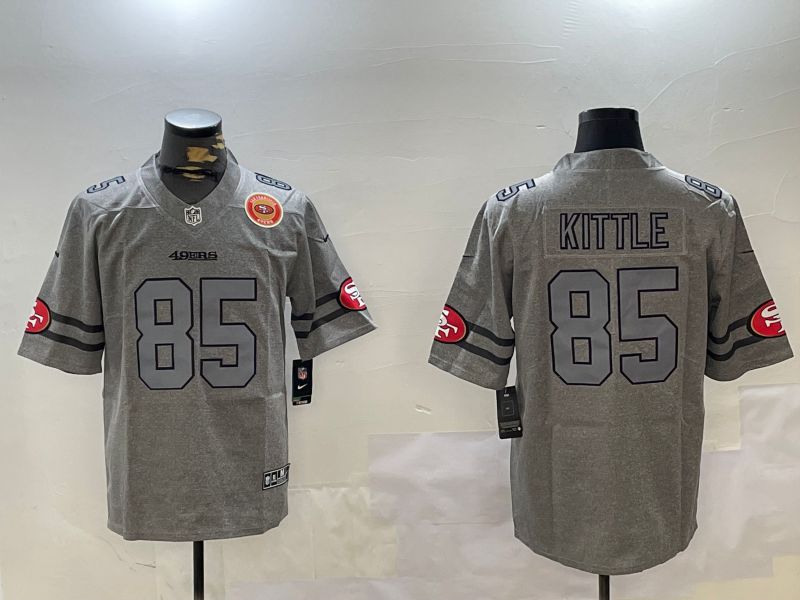 Men San Francisco 49ers #85 Kittle Grey Throwback 2024 Nike Limited NFL Jersey style 2